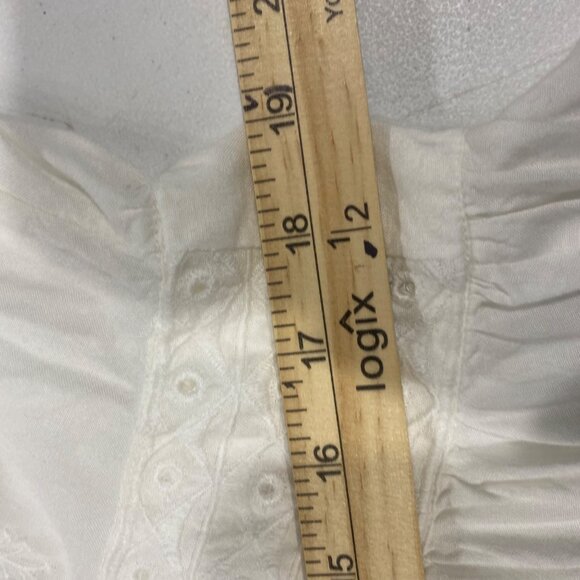 Soft Surroundings Babydoll Blouse Womens Size L White Embroidered Flowy Coastal - Picture 9 of 11